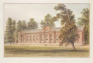 De oranjerie of kas in de tuin van Kensington Palace door John Edmund Buckley