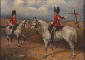 Twee bereden officieren van de 2e Dragoons (Royal Scots Greys) door John Edward Chapman Mathews