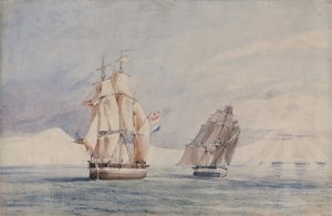 H.M. Schepen Erebus en Terror in de Rosszee door John Edward Davis