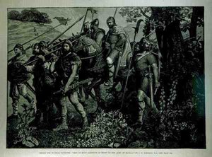 Ontwerp voor Windsor Tapestry: Mannen van Kent marcheren voor het leger van Harold door John Evan Hodgson