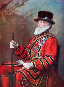 Een Yeoman van de wacht (kleurenlitho) door John Everett (after) Millais