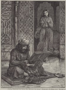 Zobeide ontdekt de jongeman die de Koran reciteert (gravure) door John Everett (after) Millais