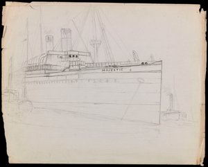PAH1223; Schets van de passagiersschip Majestic (onafgewerkt)