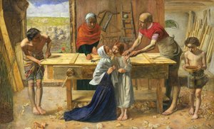Christus in het huis van zijn ouders of De timmermanswinkel door John Everett Millais