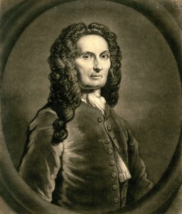 Portret van de Franse wiskundige Abraham de Moivre door John Faber