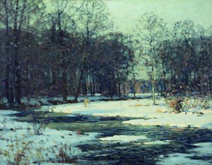 Winter Rivierlandschap (olieverf op doek)