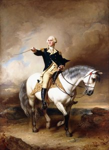 Portret van George Washington die de Saluut in Trenton Neemt door John Faed
