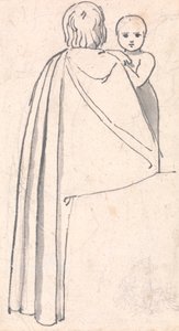 Achteraanzicht van een Vrouw met Kind die Over Haar Schouder Kijkt door John Flaxman