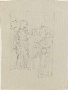 Bedelaars bij een deur (studie voor het Yarborough-monument) door John Flaxman