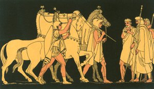 Diomed en Ulysses, terugkerend met de buit van Rhesus door John Flaxman