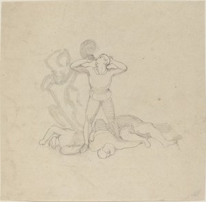 Figuur Staand over Lijken, Blaast een Hoorn door John Flaxman