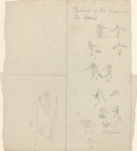 Figuren die balans en perspectief illustreren (recto) door John Flaxman