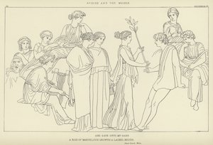 Hesiodus en de Muzen door John Flaxman