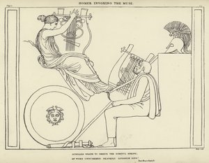 Homerus roept de Muze aan door John Flaxman