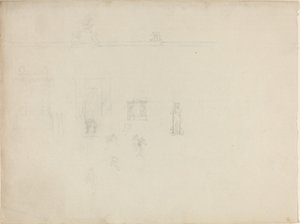 Blad met Architecturale en Figurenstudies