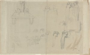 Blad met Studies [recto en verso]