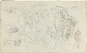 Blad met studies [recto en verso]