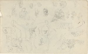 Blad met studies [recto en verso] door John Flaxman