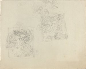 Studies voor een Monument met Engelen Die Reiken naar een Biddend Figuur [recto en verso] door John Flaxman