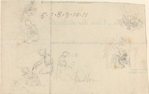 Studies van knielende vrouwen door John Flaxman