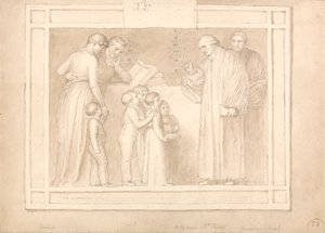 Studie voor een monument voor de eerwaarde John Clowes door John Flaxman