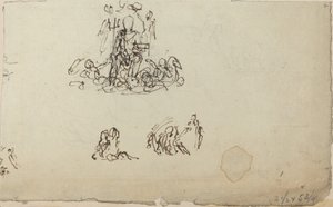 Studie van Neptunus en Zeedieren (?) door John Flaxman