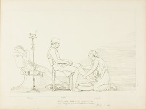 Odysseus, Penelope en Euryclea door John Flaxman
