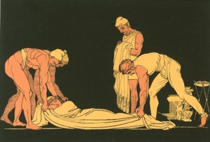 Odysseus slapend op zijn eigen kust gelegd door de Phaeacische zeelieden door John Flaxman