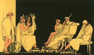 Ulysses huilt bij het lied van Demodocus