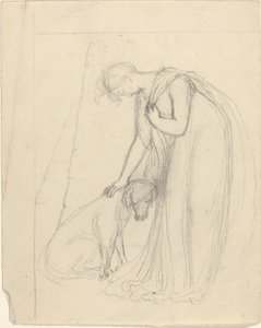 Vrouw die een Hond Aait door John Flaxman