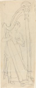Vrouw die harp speelt (Lavinia Banks?) door John Flaxman