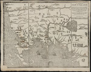 De kaart van New England Uit: William Hubbards The Present State of New-England, 1677 door John Foster