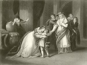 Elizabeth, koningin van Edward IV, neemt afscheid van haar zoon de hertog van York door John Francis Rigaud