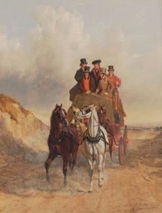 De koninklijke postkoets op de weg