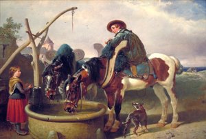 Paarden bij een put door John Frederick Herring I