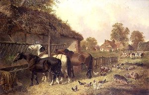 Drie Paarden bij een Kribbe door John Frederick Herring Junior