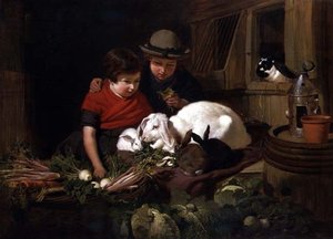 Konijnenliefhebbers door John Frederick Herring Senior