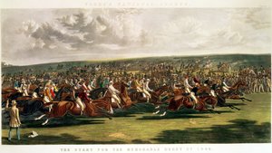 De Start van de Gedenkwaardige Derby van 1844, gegraveerd door Charles Hunt