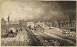Molenstad in Connecticut door John Frederick Kensett