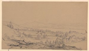 Tekening, Lake George, New York, kijkend naar het noordoosten, 1850-65 door John Frederick Kensett