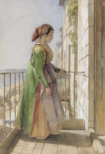 Een Grieks Meisje op een Balkon
