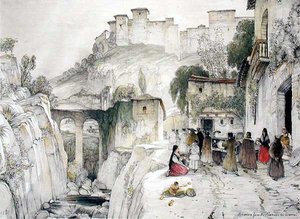 Deel van het Alhambra vanaf de Alameda del Darro, uit 
