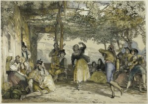 Spaanse boeren die de bolero dansen door John Frederick Lewis