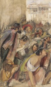 Studie voor de proclamatie van Don Carlos, ca. 1834-28 door John Frederick Lewis