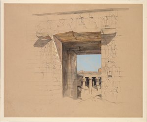 De tempel van Edfu: De deur van de pyloon, 1850 door John Frederick Lewis