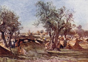 Bedoeïenenkamp buiten de noordelijke muur van Jeruzalem
