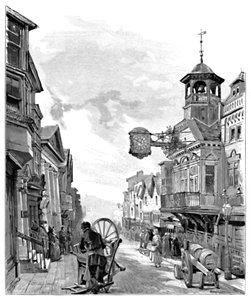 Guildford: High Street, met het Stadhuis, 1886 door John Fulleylove