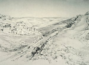 Siloam vanuit de zuidoostelijke hoek van de muur van het tempelgebied, 1902 door John Fulleylove