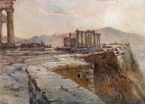 Zonsondergang vanaf de noordoostelijke hoek van de Akropolis