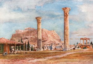 De Akropolis vanaf de locatie van de Tempel van Olympische Zeus
